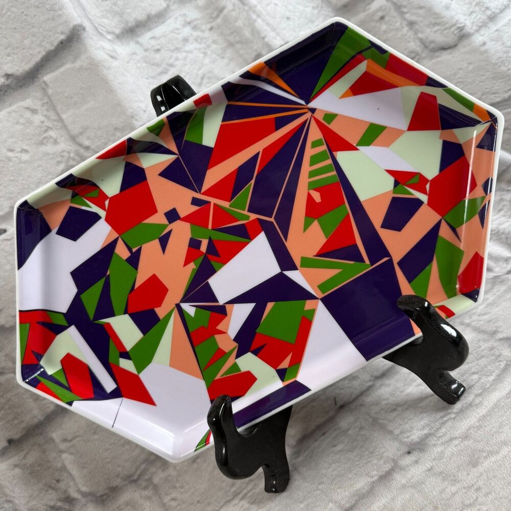 Teavana One Tray Porcelain Geometric Pattern Platter 13x8 Hexagonal Serving Dish